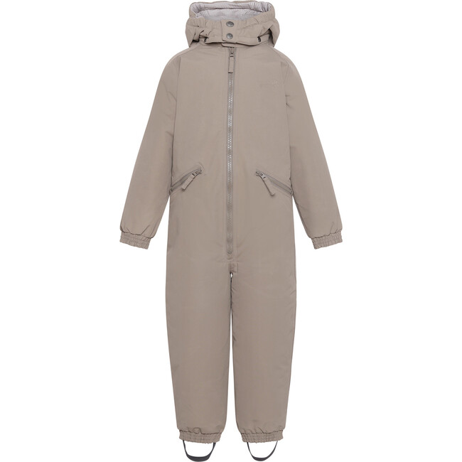 Girls Detachable Hood Elastic Back & Cuff Zipper Wintersuit, Caramel