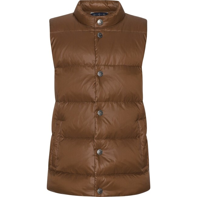 Featherlight Sleeveless Button Down Vest, Brownie