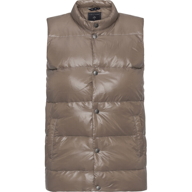 Boys Featherlight Sleeveless Button Down Vest, Caramel