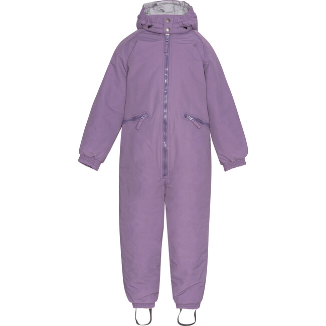 Girls Detachable Hood Elastic Back & Cuff Zipper Wintersuit, Dewberry