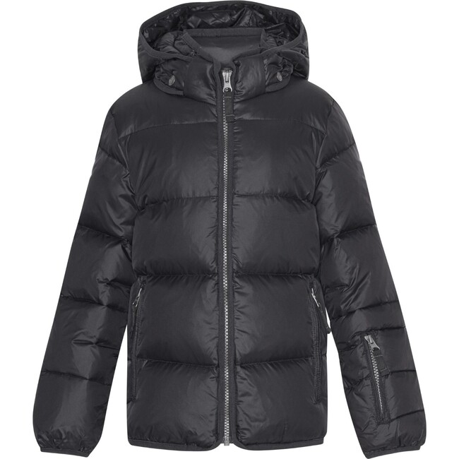 Boys Featherlight Detachable Hood Pocket Winter Ski Jacket, Black