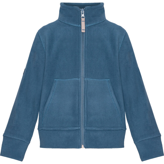 Boys Doubleface Contrast Colour Fleece Zipper Jacket, Polar Blue