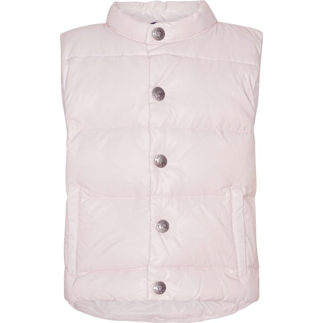 Baby Featherlight Sleeveless Button Down Vest, Rose Powder