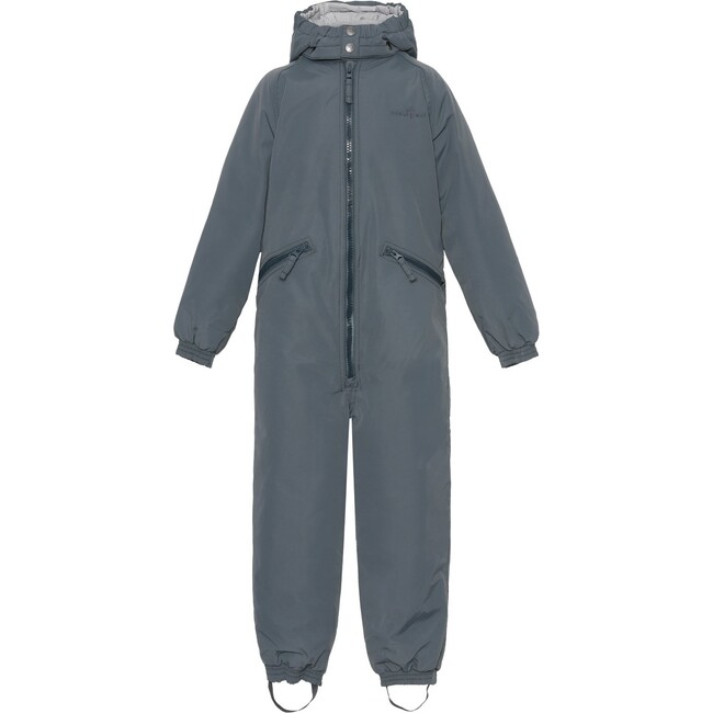 Detachable Hood Elastic Back & Cuff Zipper Wintersuit, Slate