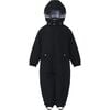 Detachable Hood Elastic Back & Cuff Zipper Wintersuit, Black - Snowsuits - 1 - thumbnail