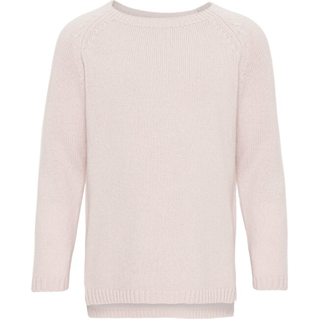 Girls Cashmere Long Sleeve Knit Sweater, Rose Powder