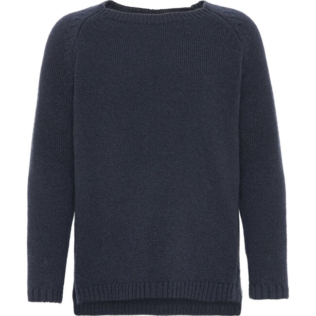 Girls Cashmere Long Sleeve Knit Sweater, Navy