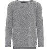 Children Cashmere Long Sleeve Knit Sweater, Grey Melange - Sweaters - 1 - thumbnail