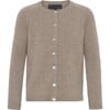 Children Cashmere Long Sleeve Button Down Knit Cardigan, Bear Melange - Cardigans - 1 - thumbnail