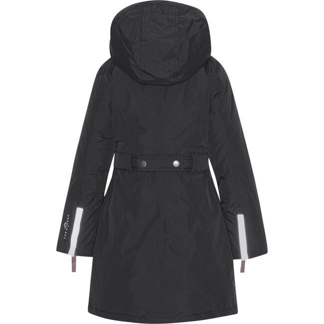 Girls Arctic Detachable Hood Adjustable Waist Winter Coat, Black - Parkas - 2