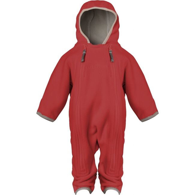 Baby Girls Doubleface Contrast Color 2-Zipper Babysuit, Strawberry Sorbet & Mocca