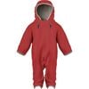 Baby Doubleface Contrast Color 2-Zipper Fleece Babysuit, Strawberry Sorbet & Mocca - Overalls - 1 - thumbnail