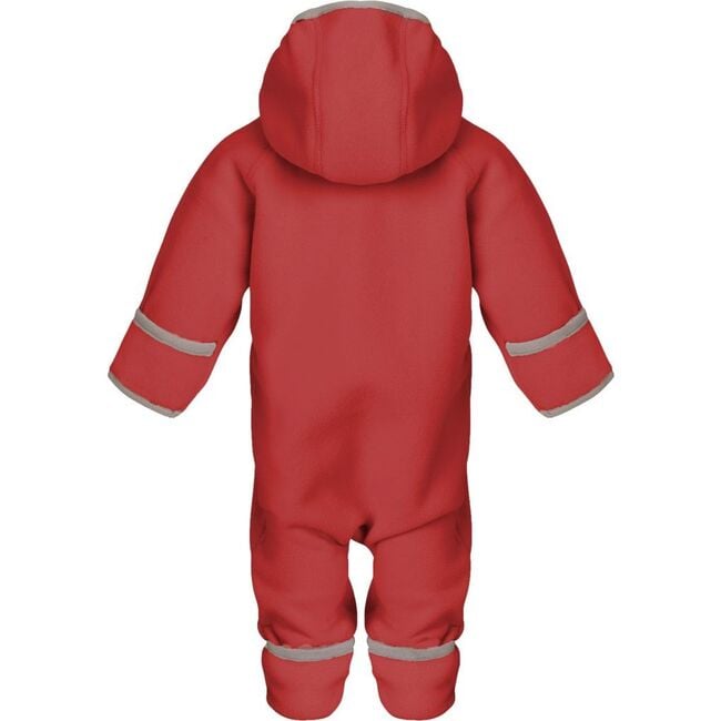 Baby Doubleface Contrast Color 2-Zipper Fleece Babysuit, Strawberry Sorbet & Mocca - Overalls - 2