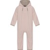 Baby Doubleface Contrast Color 2-Zipper Fleece Babysuit, Mahogany Rose & Mocca - Overalls - 1 - thumbnail