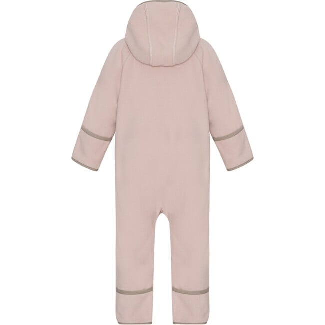 Baby Doubleface Contrast Color 2-Zipper Fleece Babysuit, Mahogany Rose & Mocca - Overalls - 2