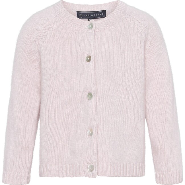 Baby Girls Cashmere Raglan Sleeve Knit Cardigan, Rose Powder