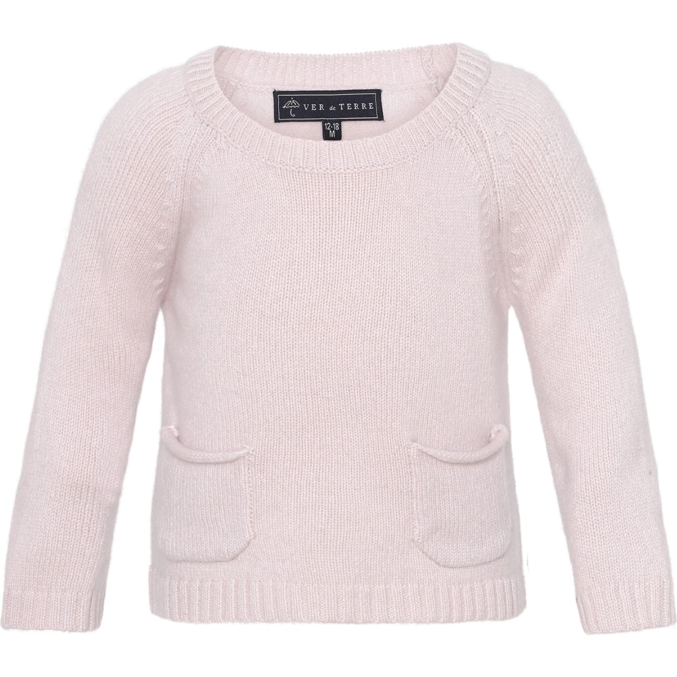 Baby Cashmere Round Neck Pocket Knit Sweater, Rose Powder - Sweaters - 1