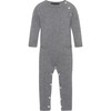 Baby Cashmere Long Sleeve Leg Snaps Knit Babysuit, Grey Melange - Overalls - 1 - thumbnail