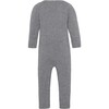 Baby Cashmere Long Sleeve Leg Snaps Knit Babysuit, Grey Melange - Overalls - 2