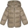 Baby Featherlight Detachable Hood Pocket Winter Jacket, Caramel & Grey - Jackets - 1 - thumbnail