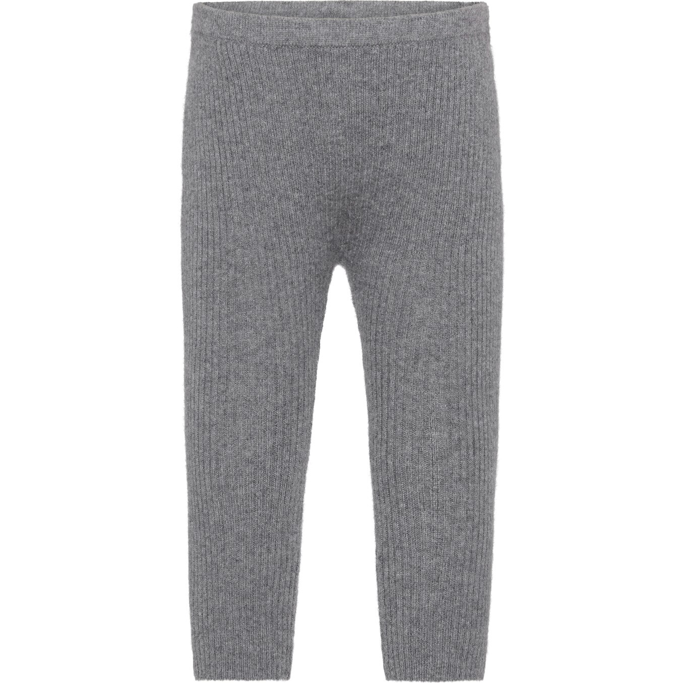 Baby Cashmere Elastic Waist Knit Leggings, Grey Melange - Leggings - 1