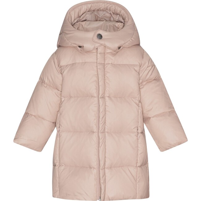 Baby Girls Featherlight Detachable Hood Zipper Long Winter Down Coat, Mahogany Rose