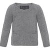 Baby Cashmere Round Neck Pocket Knit Sweater, Grey Melange - Sweaters - 1 - thumbnail