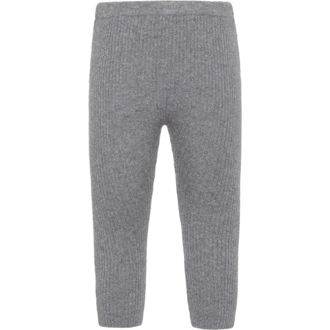 Baby Cashmere Elastic Waist Knit Leggings, Grey Melange - Leggings - 2