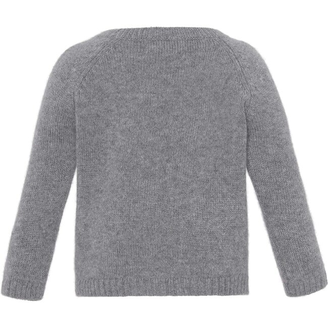 Baby Cashmere Round Neck Pocket Knit Sweater, Grey Melange - Sweaters - 2