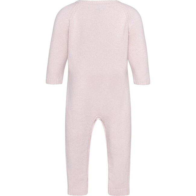 Baby Cashmere Long Sleeve Leg Snaps Knit Babysuit, Rose Powder - Overalls - 2