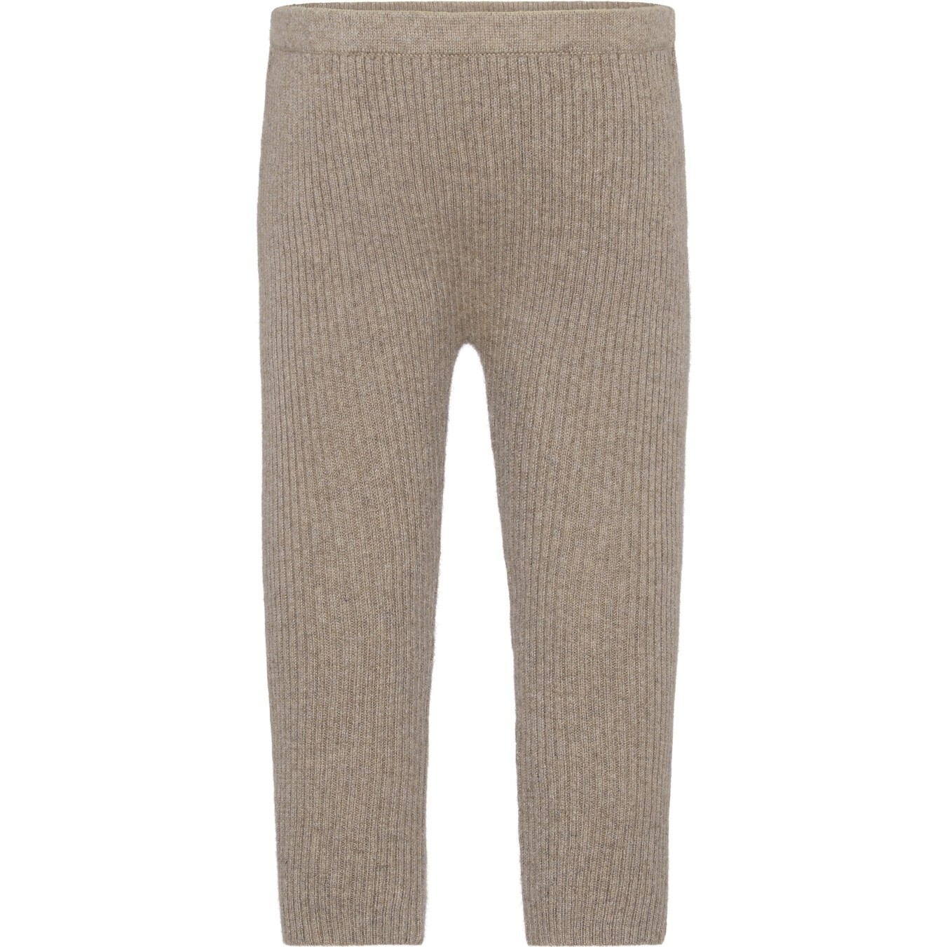 Baby Cashmere Elastic Waist Knit Leggings, Bear Melange - Leggings - 1