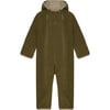 Baby Doubleface Contrast Color 2-Zipper Fleece Babysuit, Dark Olive & Mocca - Overalls - 1 - thumbnail