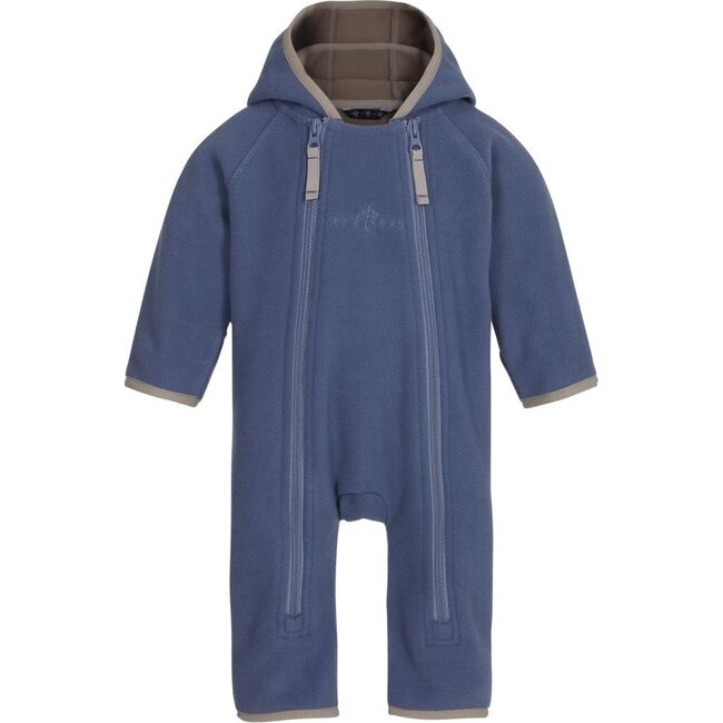 Baby Boys Doubleface Contrast Color 2-Zipper Babysuit, Polar Blue & Mocca