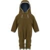 Baby Doubleface Contrast Color 2-Zipper Fleece Babysuit, Hazelnut & Navy - Overalls - 1 - thumbnail