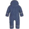 Baby Doubleface Contrast Color 2-Zipper Fleece Babysuit, Polar Blue & Mocca - Overalls - 2