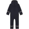 Baby Doubleface Contrast Color 2-Zipper Fleece Babysuit, Navy & Mocca - Overalls - 2