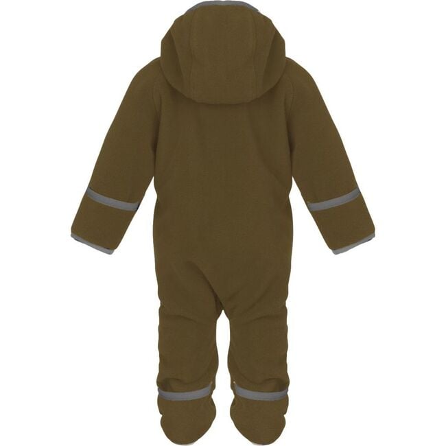 Baby Doubleface Contrast Color 2-Zipper Fleece Babysuit, Hazelnut & Navy - Overalls - 2