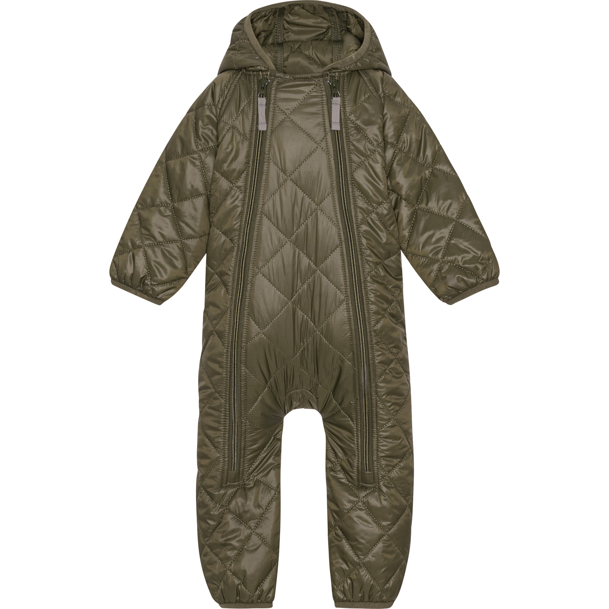 Baby Thermolite Hood 2-Zipper Overall, Dark Olive - Overalls - 1