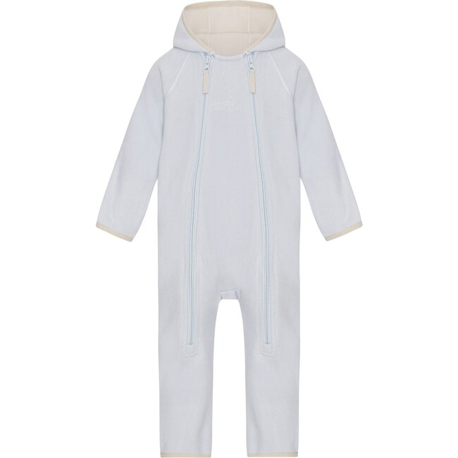 Baby Doubleface Contrast Color 2-Zipper Fleece Babysuit, Baby Blue & Kit