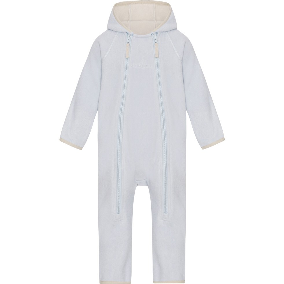 Baby Doubleface Contrast Color 2-Zipper Fleece Babysuit, Baby Blue & Kit - Overalls - 1