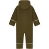 Baby Doubleface Contrast Color 2-Zipper Fleece Babysuit, Dark Olive & Mocca - Overalls - 2