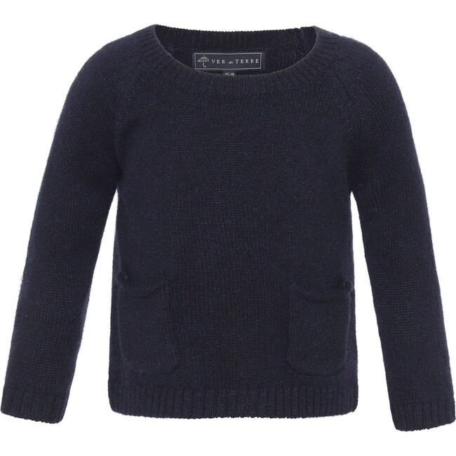 Baby Boys Cashmere Round Neck Pocket Knit Sweater, Navy