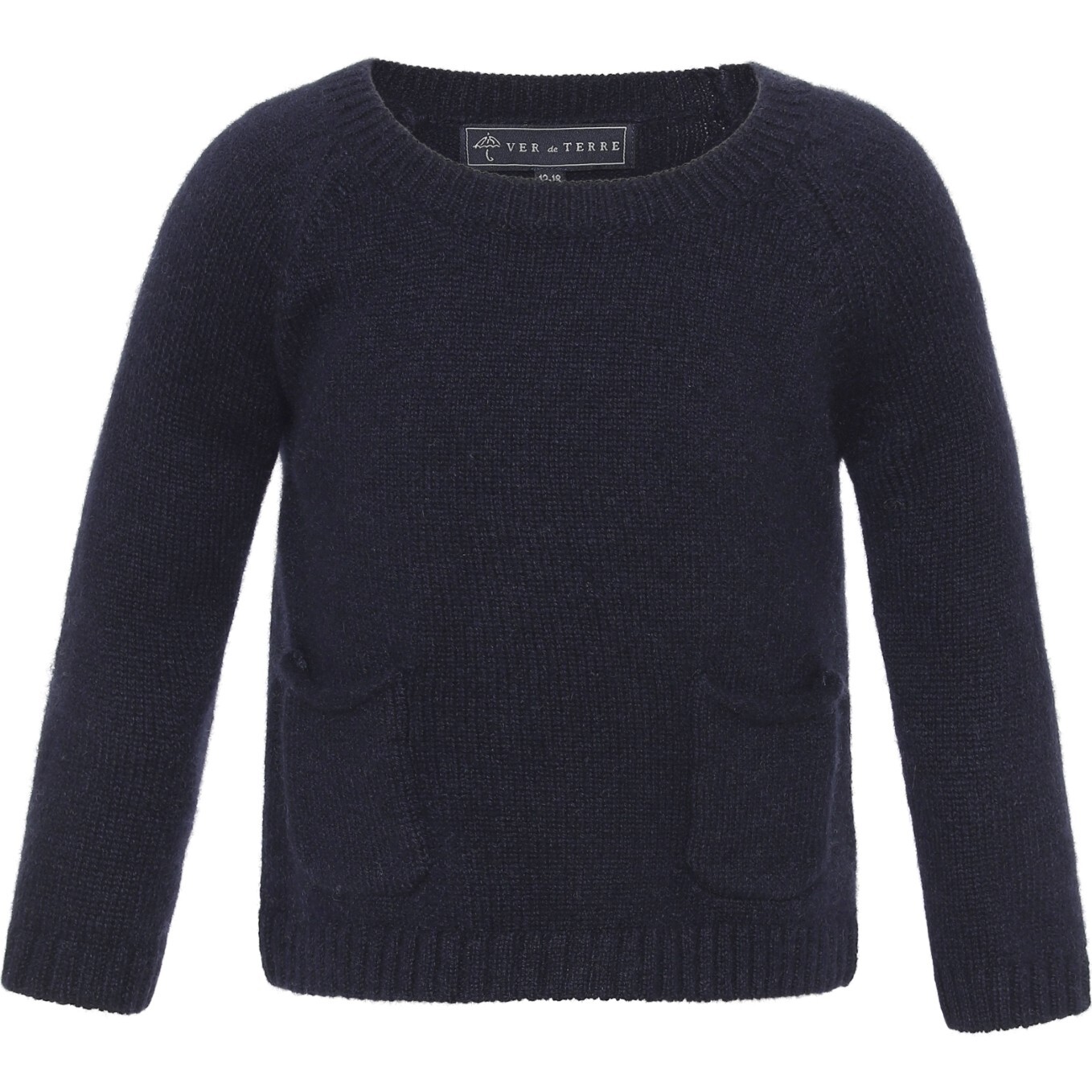 Baby Cashmere Round Neck Pocket Knit Sweater, Navy - Sweaters - 1