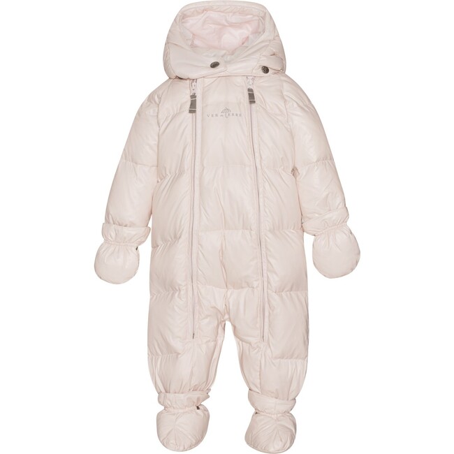 Baby Girls Featherlight Detachable Hood 2-Zipper Wintersuit, Rose Powder