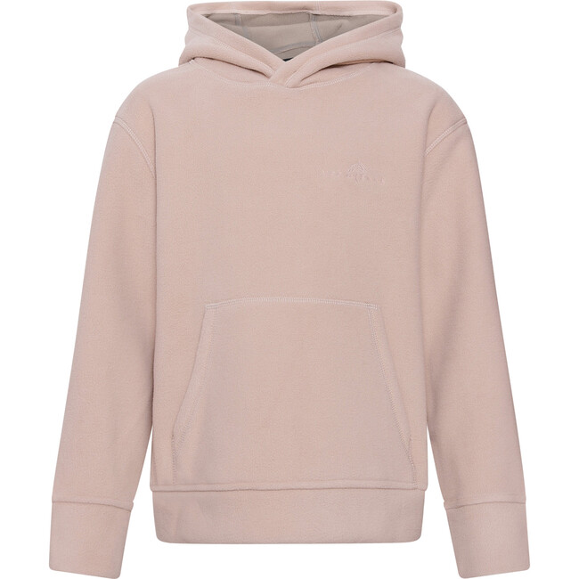 Girls Doubleface Contrast Color Fleece Pocket Hoodie, Mahogany Rose & Mocca