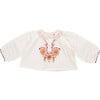 Girls Ava V-Neck 3-Quarter Sleeve Crop Top, Harvest Embroidery - Shirts - 1 - thumbnail