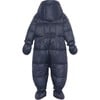 Baby Featherlight Detachable Hood 2-Zipper Wintersuit, Navy - Snowsuits - 2