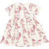 Baby Girls Organic Steph Lap Shoulder Short Sleeve Dress, Vintage Rose Horses - Dresses - 4