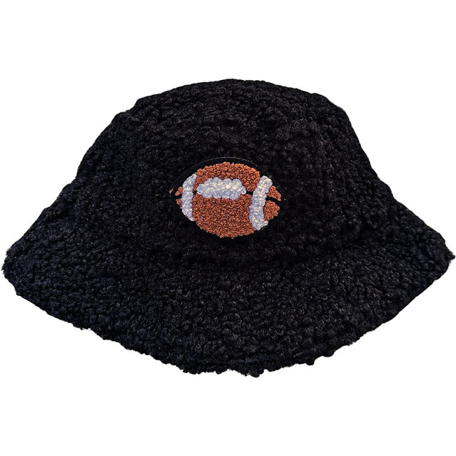 Football Patch Chenille Bucket Hat, Black