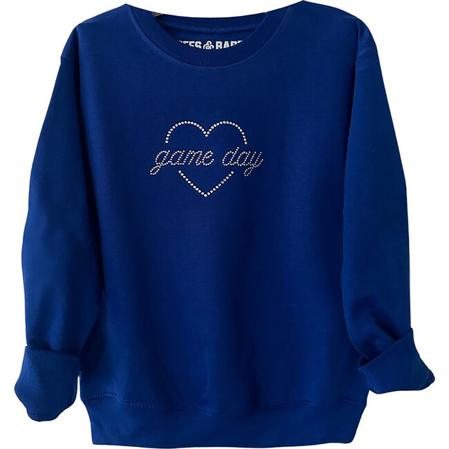 Youth Game Day Shine Rhinestone Cropped Sweatshirt, Blue